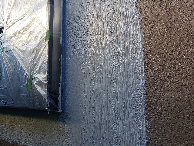 熊本市東区モルタル外壁レナラック塗布後