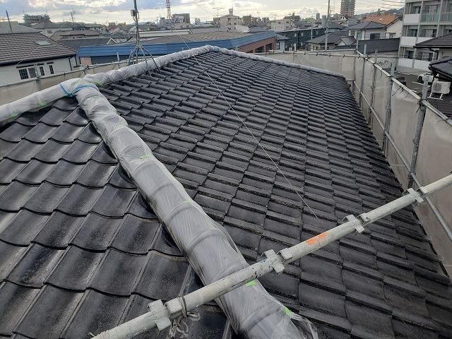 熊本市東区下屋瓦下塗り後