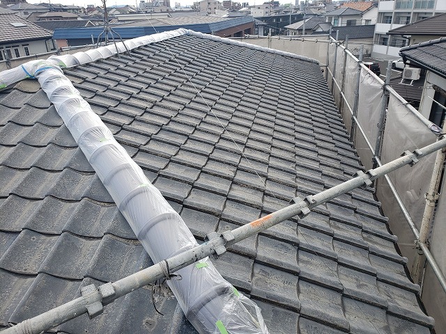 熊本市東区瓦屋根下塗り前