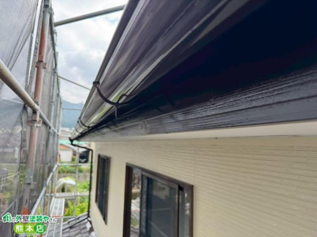 阿蘇郡南阿蘇村雨樋破風板塗装後