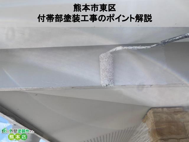 熊本市東区　コケが生えたり色褪せていた付帯部塗装工事│雨樋、破風板、軒天井