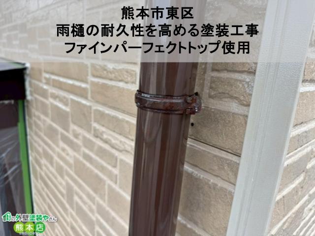熊本市東区 雨樋の耐久性を高める塗装工事 ファインパーフェクトトップ使用