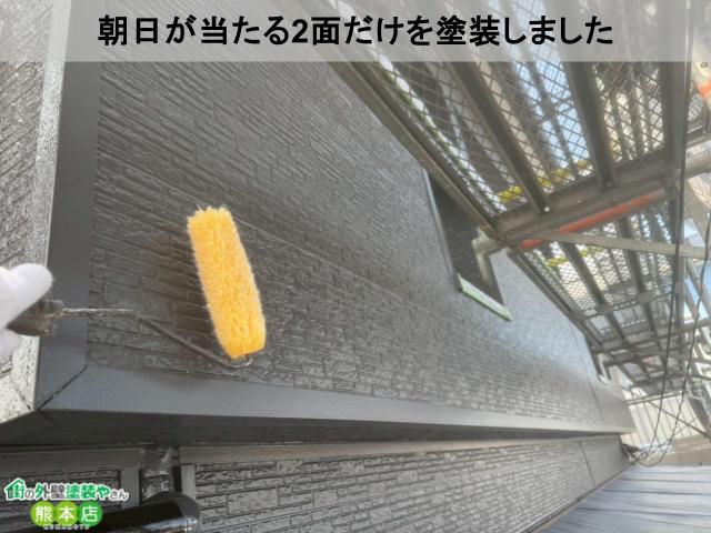 朝日が当たる2面だけを塗装しました