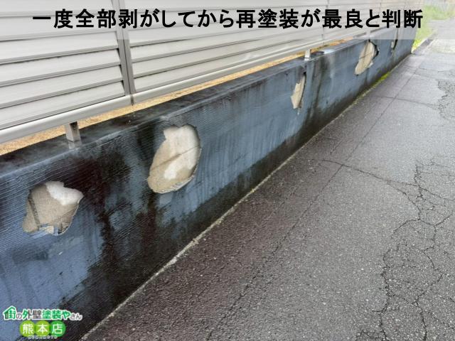 一度全部剥がしてから再塗装が最良と判断
