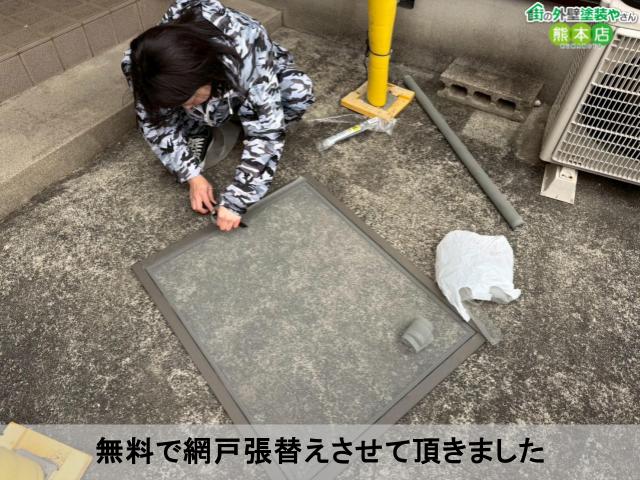 無料で網戸張替えさせて頂きました