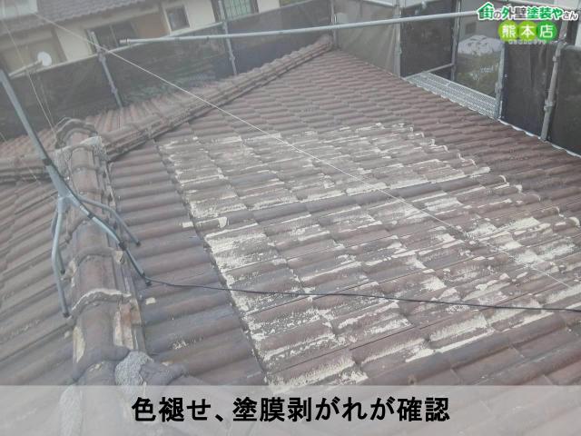 色褪せ、塗膜剥がれが確認