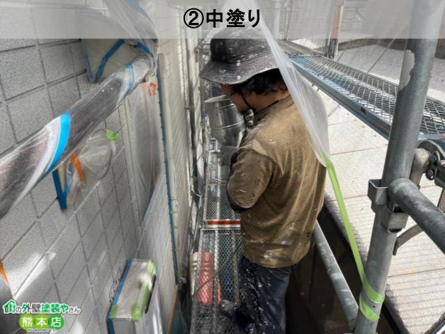 熊本市北区モルタル外壁吹き付け中塗