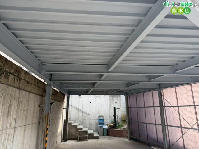 熊本市北区駐車場鉄骨下塗り後