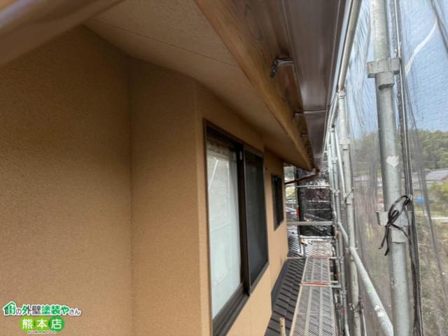 熊本市南区モルタル外壁吹き付け塗装後