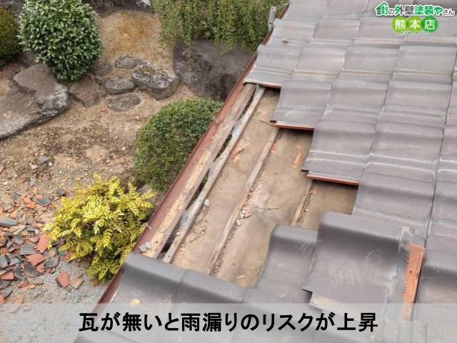 瓦が無いと雨漏りのリスクが上昇