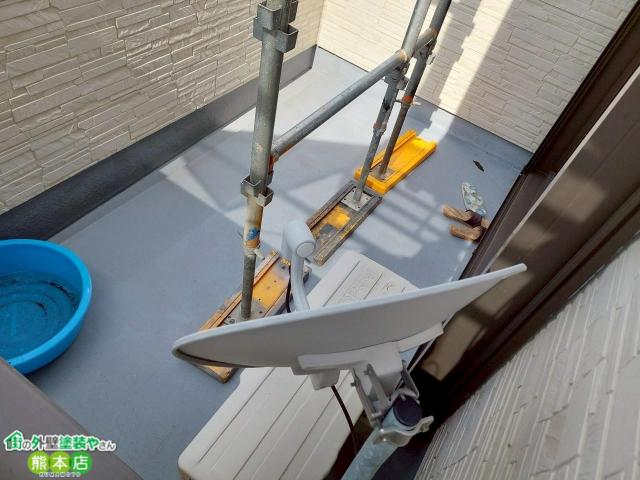 熊本市南区ベランダ防水トップコート塗装前