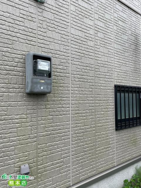 熊本市南区　コケが繁殖したサイディング外壁と玄関土間コンクリートの高圧洗浄