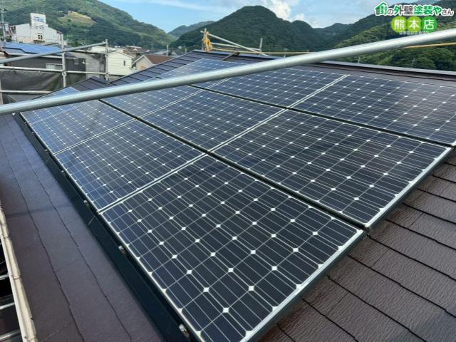 熊本市西区太陽光パネル付きスレート屋根塗装後