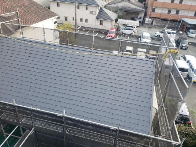 熊本市西区屋根中塗り後上空写真