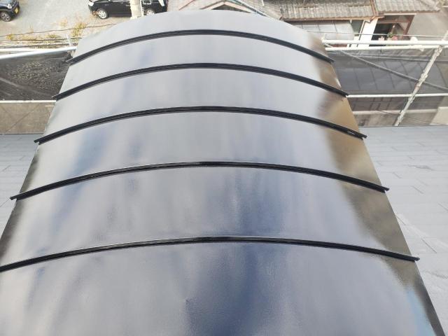 熊本市西区島崎屋根板金上塗り後乾燥中