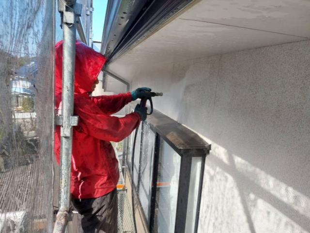 熊本市西区にて外壁高圧洗浄
