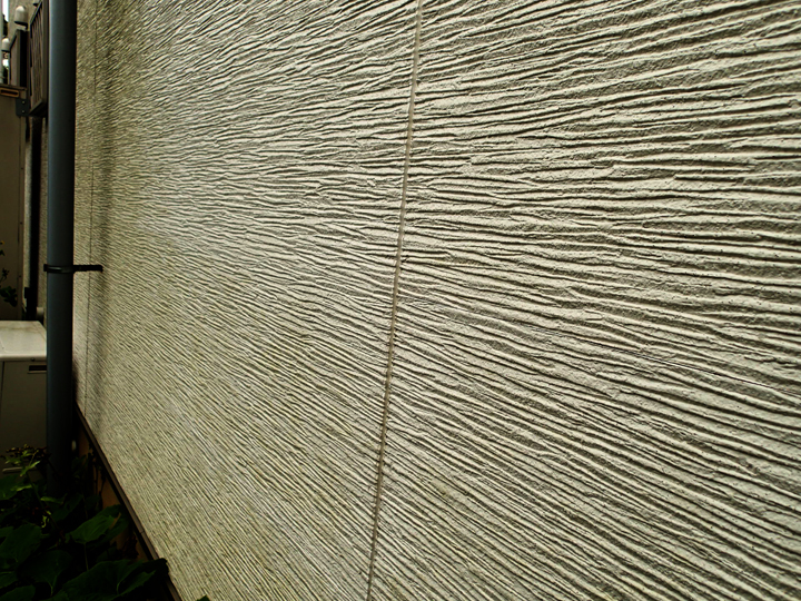 八王子市椚田町にて外壁塗装調査、築15年経過した窯業サイディングボードには藻が広範囲に繁殖していました