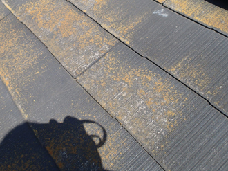 小平市小川町にて屋根塗装工事前の点検調査、築14年目で劣化した化粧スレート屋根にファインパーフェクトベストによる塗装工事をおすすめ