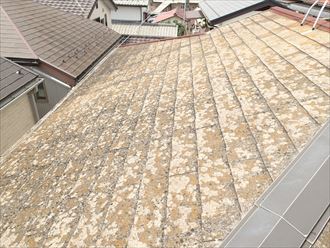 千葉市美浜区の屋根塗装調査経年劣化より化粧スレートに反り